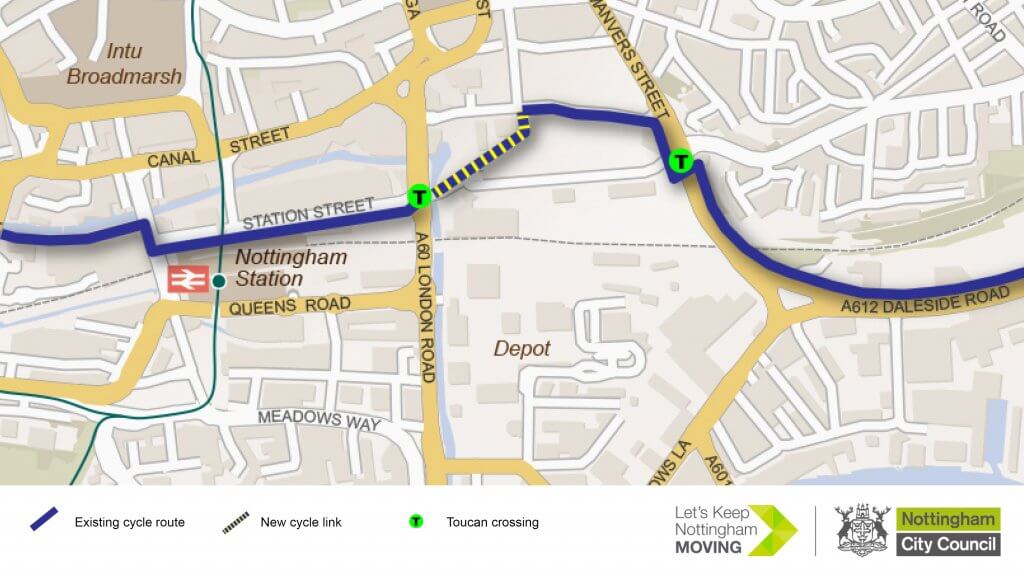 Cycle link map Nottingham