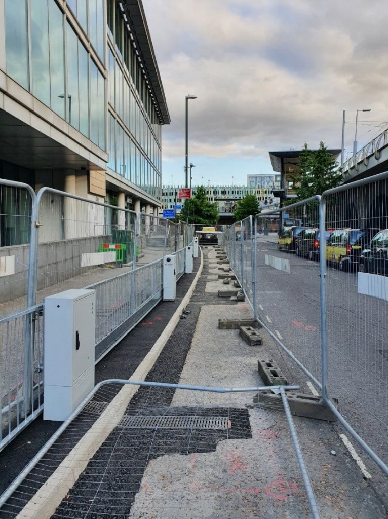 Wireless taxi charging construction area on Trent Street