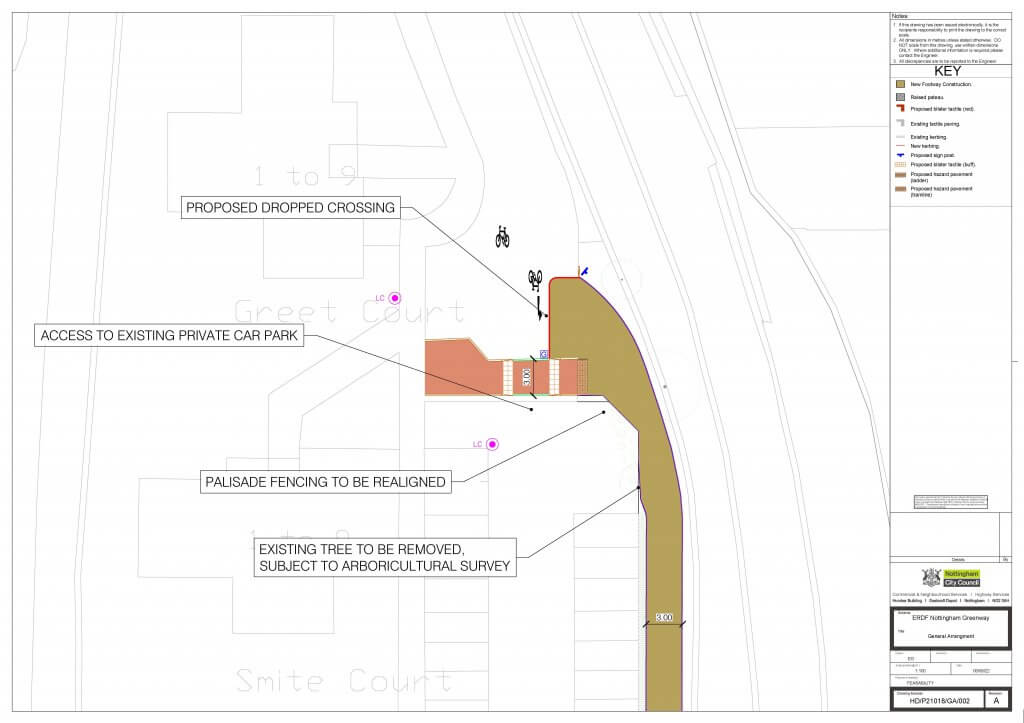 Plans showing new proposed path entrance on Poulter Close