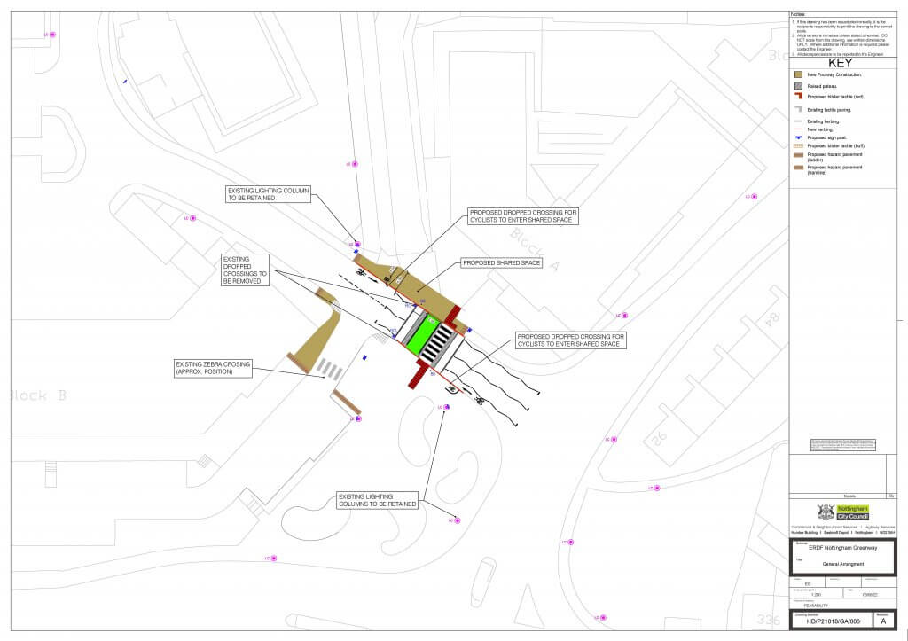 Plan showing proposed improved pedestrian and cycle crossing facilities on Midland Way