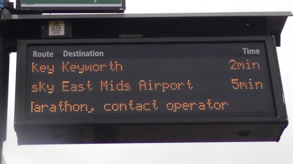 LED real time information display showing three services