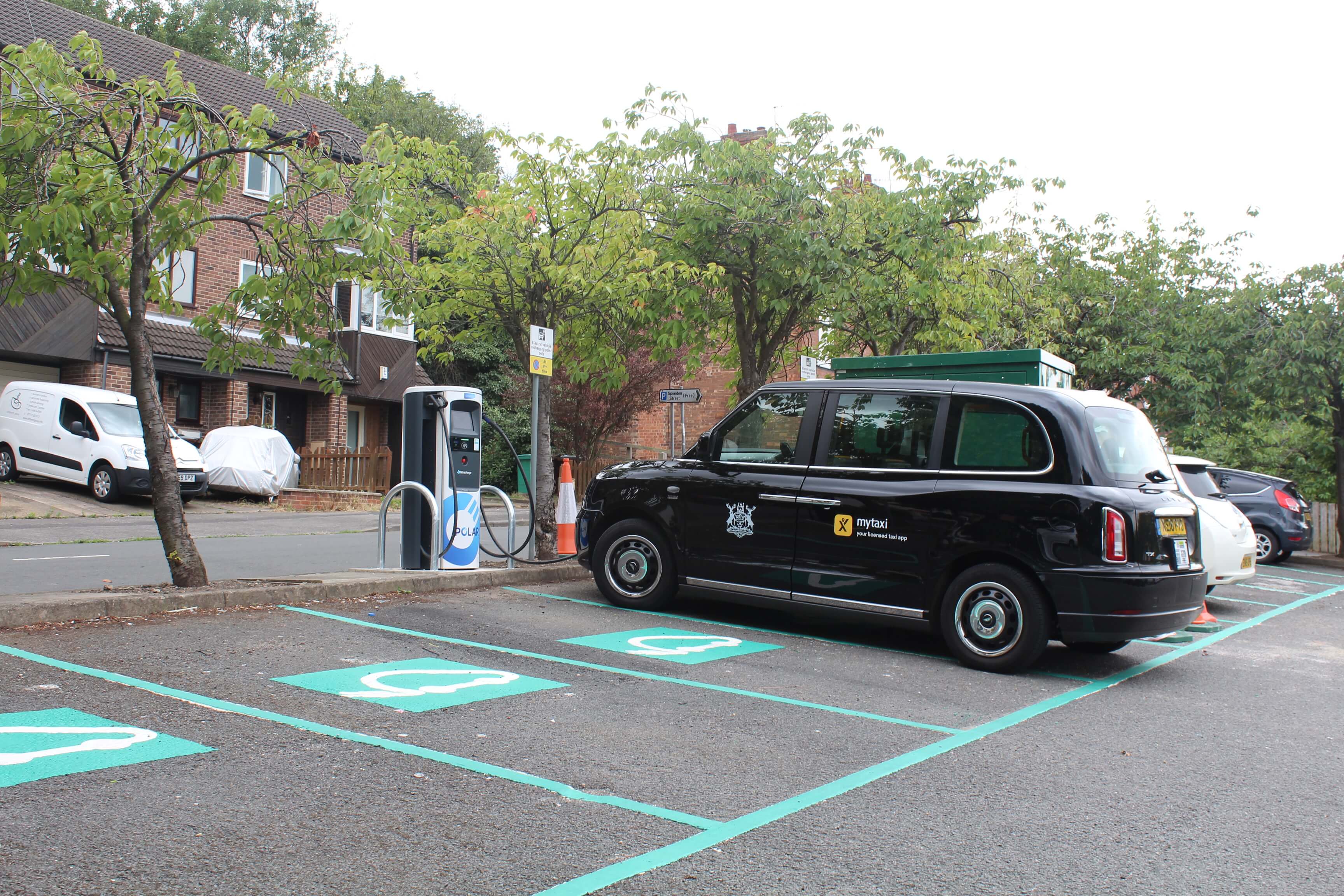 Electric taxi charging at Spondon Street