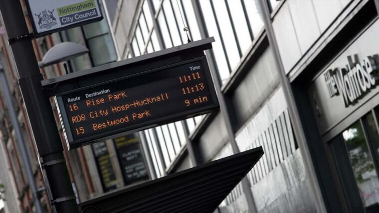 Nottingham Real Time bus sign