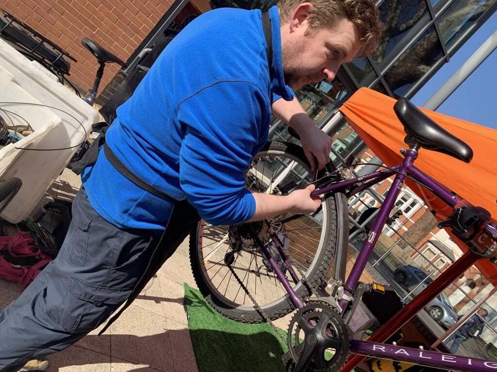 Bike being repaired 