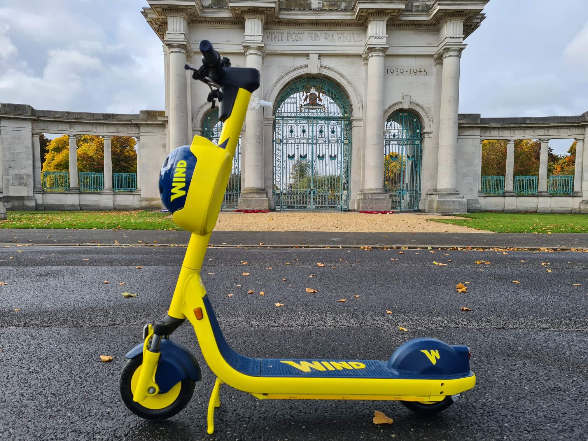 e-scooter outside memorial gardens
