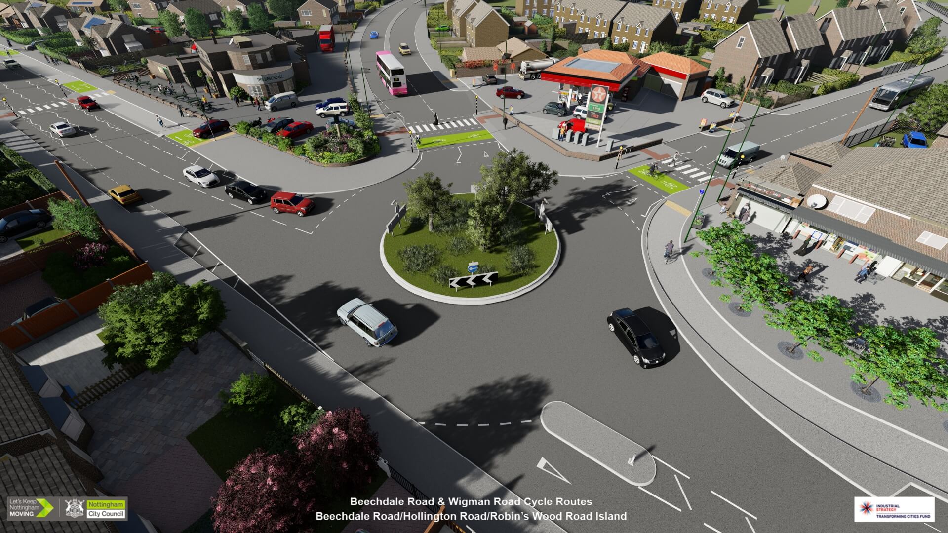 Visualisation of new cycle infrastructure on Wigman Road