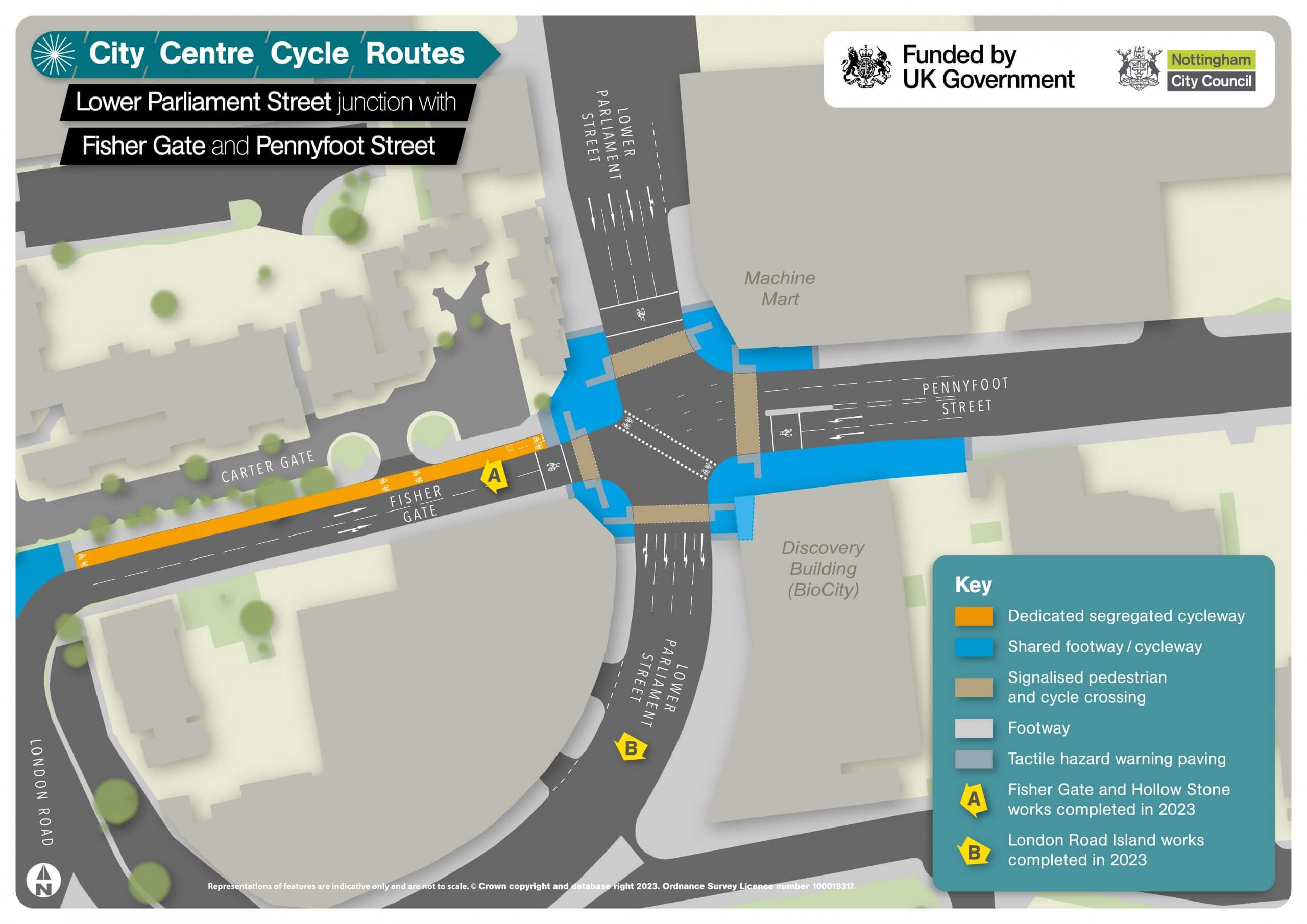 Map showing improvements to Parliament Street junction