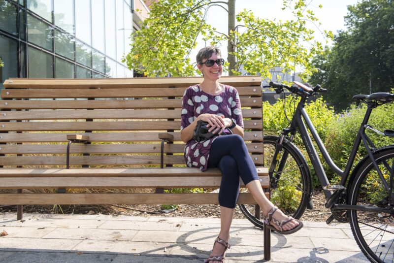 Woman sitting on bench