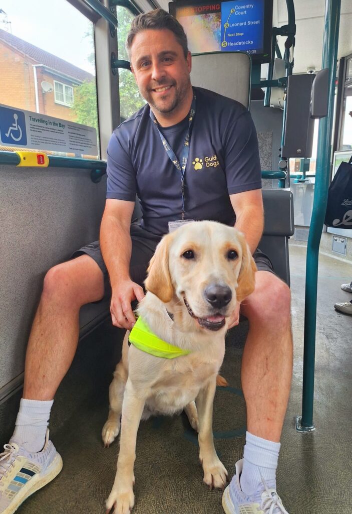 Opal the guide dog on the bus
